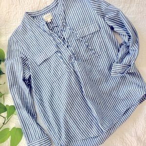 J Crew Factory Lace Up Popover Top